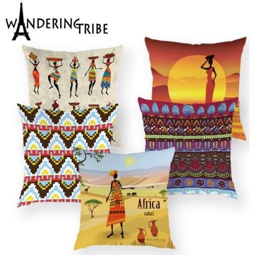 African Style Cushion Cover Classic Geometric Home Decor Pillows Case Exotic Polyester Cushions Covers Sofa Pillowcase Cojines