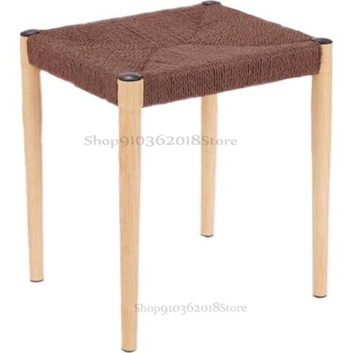 Home Net Celebrity Model Rattan Woven Hemp Rope Woven Dining Chair Dressing Learning Wrought Iron Wood Grain Shoe Changing Stool
