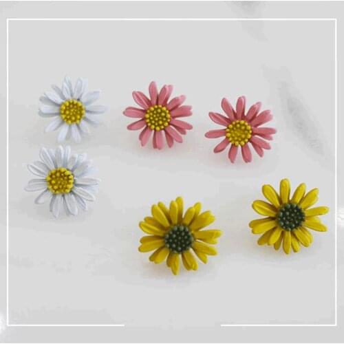19MM Vintage Colorful Chrysanthemum Glazing Stud Earrings DIY Jewelry Making Findings Acceossires