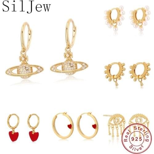 925 Sterling Silver Planet Pendant Drop Earring Fashion Male Female Hip-Hop Jewelry Simple Design Personalized Unisex Jewelry