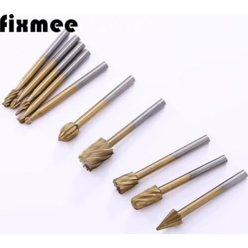 Fixmee HSS Titanium Dremel Routing Rotary Milling Rotary File Cutter Wood Carving Carved Knife Cutter Tools Accessories