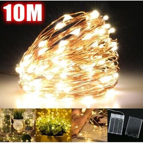 10M Fairy Lights Copper Wire LED String Lights Christmas Garland Indoor Bedroom Home Wedding New Year Valentines Day Decoration