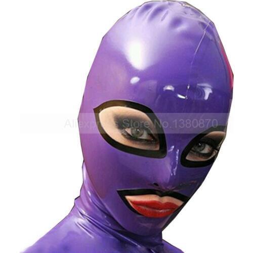 Unisex Latex Rubber Hood Cosplay Mask for Party with Back Zip Customize Service S-LM068