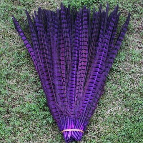 High quality natural purple chicken tail feathers 50 PCS 20-22 inches / 50 to 55 cm