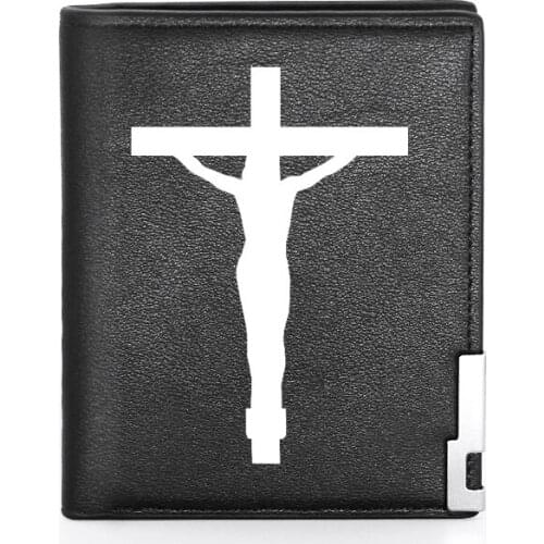 High Quality Classic Christian Cross Jesus Printing Leather Wallet Credit Card Holder Short Purse