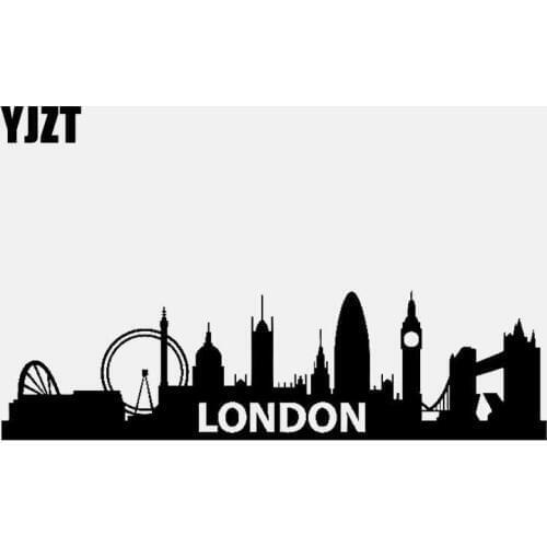 YJZT 18.9CM*5.2CM London Skyline City Buildings Capital Vinyl Decal Car Sticker Black/Silver C3-1817