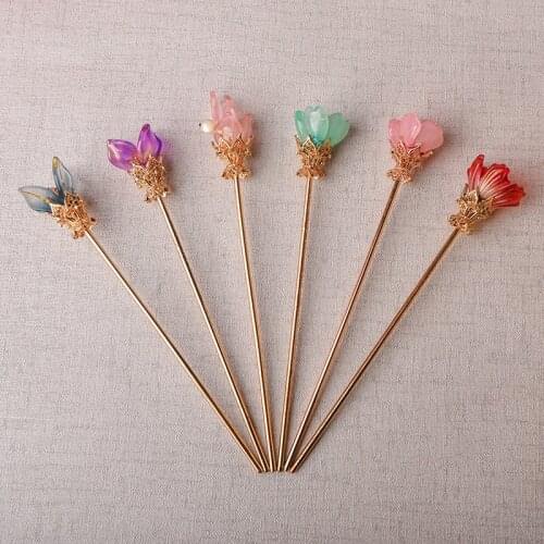 Vintage Flower hair Sticks,Chinese style Hairpin,Ethnic Hair Stick with Stone for womens Jewelry 2020 NEW