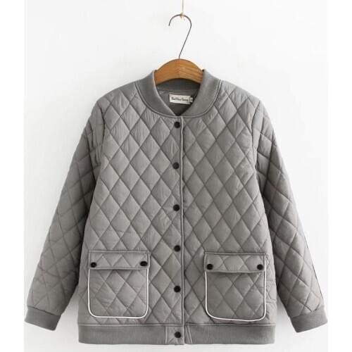 Plus size Solid khaki gray black women Quilted Coats 2021 new winter casual ladies warm parkas jackets female tops