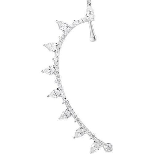 SLJELY 925 Sterling Silver 1Pc Cubic Zirconia Geometric Gear Ear Bone Clip Earring Unique Lace Flower Design Women Party Jewelry