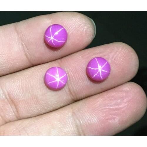 Star Ruby Round Cabochon Smooth Polished Surface Round Rose Red Star Ruby Cabochon Flat Back Multiple Sizes to Choose GM15