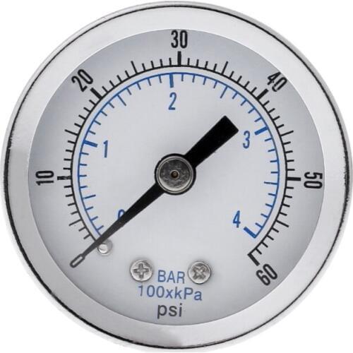 1/8" NPT Air Compressor / Hydraulic Pressure Gauge 0-60 PSI Back Mount 1.5" Face