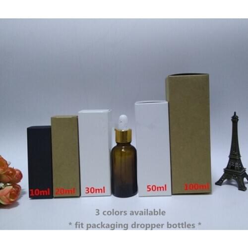 100pcs/lot-10ml/20ml/30ml/50ml/100ml Blank White Black Kraft Paper Box for Dropper Bottle Cosmetics Party Gift Boxes valve tubes