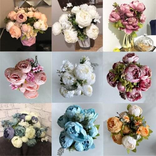 13 Flowers Per Bunch Artificial Peony Flowers DIY House Garden Plant Decor Birthday Party Wedding Decoration Wreath Fake Flower