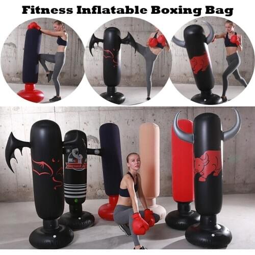 160cm Inflatable Boxing Punching Bag Free-Stand Tumbler Muay Thai Training Pressure Relief Bounce Back Sandbag with Indoor Fitne