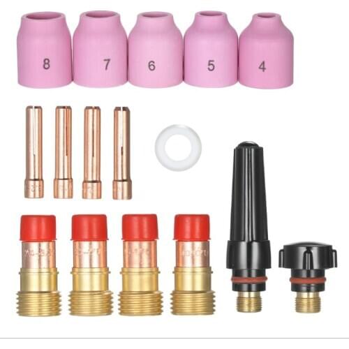 21pcs TIG Welding Torch Stubby Gas Lens Kit Cup Collet Body Nozzle for WP 17/18/26 Welding Machine Accessories
