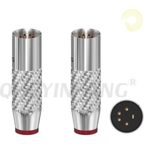 QUEYINFANG XLR Plug 4 Pin Speaker Audio Connector Microphone Mixer Amplifier Balance Plug Carbon Fiber Cannon Adapters
