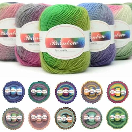 50g/Ball Yarn Spinning Duan Dyed Rainbow Wool Yarn Color Gradient Hand Knitting Crocheted Scraf Shawl Hat Sweater Thread