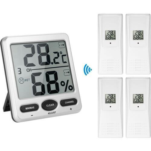 1 to 4 Digit 8-Channel Thermo-Hygrometer Console Receiver Remote Sensor Emitter Wireless Digital LCD