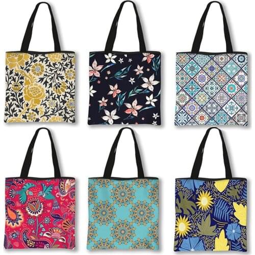 Afro Style Printed Handbag Black Woman Fashion Flower Shoulder Bag Girl Travel Large Capacity Foldable Storage Bag Gift