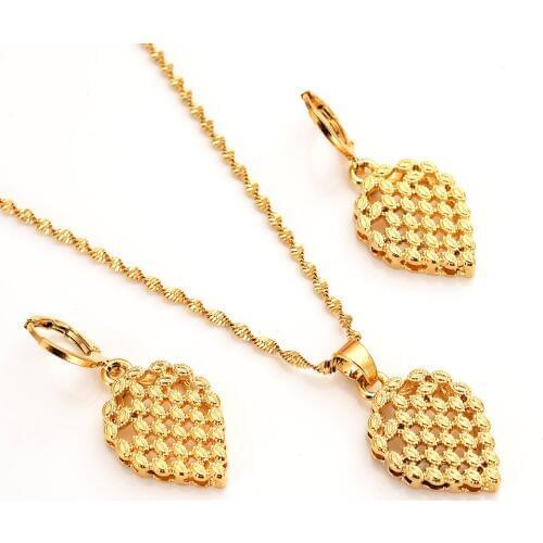 Bangrui Fashion Necklace Earring Set Women Party Gift Gold Color Leaf Necklace Earrings Jewelry Sets