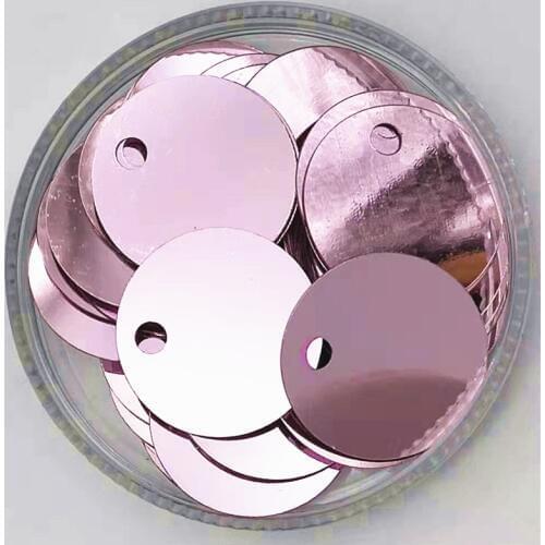 50g Large Round Sequins 20mm PVC Flat Round Paillette For Crafts Light Pink With 3mm Side Big Hole