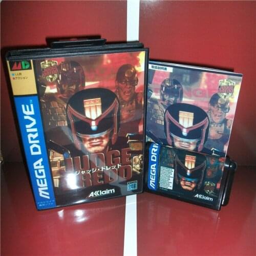 Judge Dredd Japan Cover with Box and Manual for MD MegaDrive Genesis Video Game Console 16 bit MD card