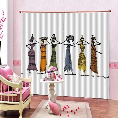 Black Woman Photo Customized Curtain Large Window For Living room Bedroom Blackout Drapes Indoor Sets (Left and Right Side)
