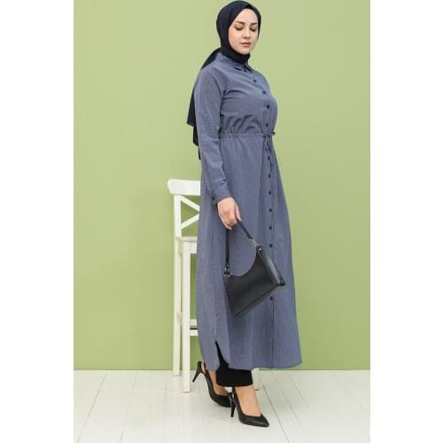 Minahill Beli Shirred Long Tunic 201554-01 Navy 201554-01
