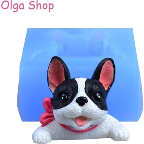 DYL721 dogs shape silicone fondant cake decorating mold Bulldog chocolate polymer clay mould animal cake tool for bakeware