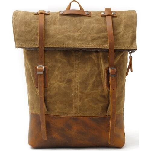 SOAEON Canvas Leather Backpacks for Men Vintage Waterproof Laptop Daypacks Teenagers Travel School Bags Designer Rucksacks