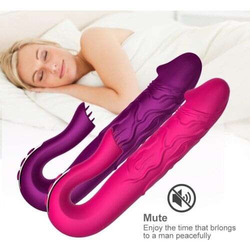 Simulation Dildo Vibrator Telescopic Rotation G-spot Massage Vagina Clitoris Stimulator Tongue Licking Sex Toys for Women