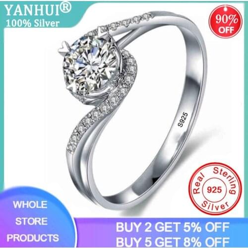 With Certificate Romantic Heart Shape Four Claws Wedding Rings For Women 6mm 1 Carat Lab Diamond 925 Solid Silver Gift Ring R071