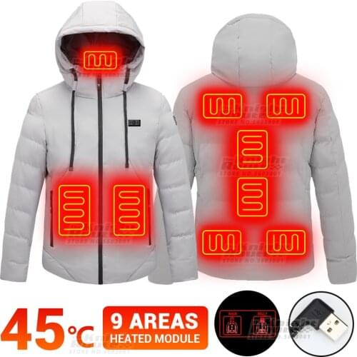 Winter Heated Jacket Men USB Electric Heated Vest Outerwear Ski Down Jacket Motorcycle Jacket Warm Hiking Coat Hunting Clothing