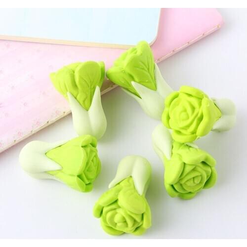 2 Pcs/set Fresh Vegetable Design Eraser Kawaii Green Vegetable Rubber Gift For Student Learning Toys School Stationery Supplies