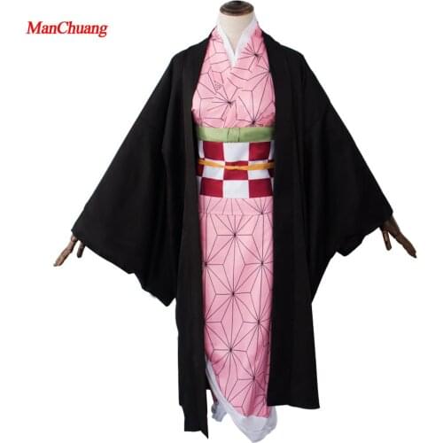 ManChuang Anime Cosplay Demon Slayer: Kimetsu no Yaiba Cosplay Kamado Nezuko Costume Kimono Costume Kimetsu no Yaiba Halloween