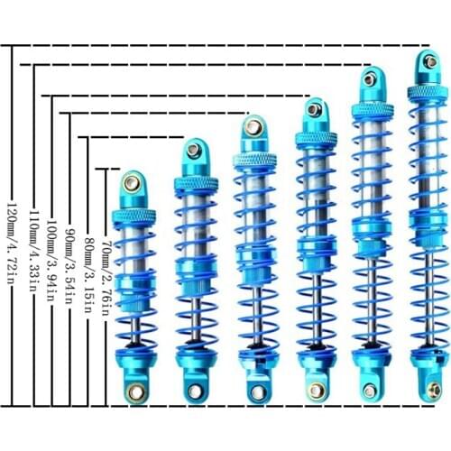 Oil Adjustable 80mm 90mm 100mm 110mm 120mm Metal Shock Absorber Damper for 1/10 RC Car Parts Truck Crawler Axial SCX10 TRX4 D90