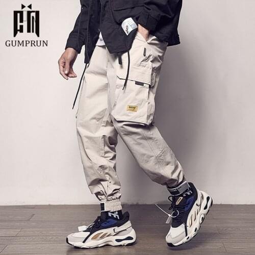 2020 pocket overalls male color patchwork casual jogging fashion tactical trousers trend Harajuku street casual pants trousers
