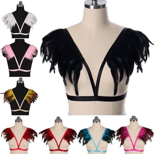 Natural Feather Erotic Lingerie Sword Belt Harness For Women Garter Belt Lingerie Bdam Suspender Festival Rave Womens Underwear