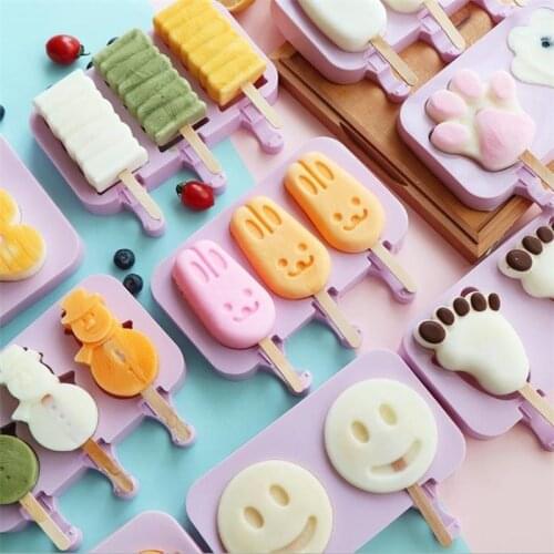 New Creative Silicone Popsicle Mold Multi-type Ice Cream DIY Mold Cartoon Animal Ice-making Box Summer Kitchen Tools Gadgets
