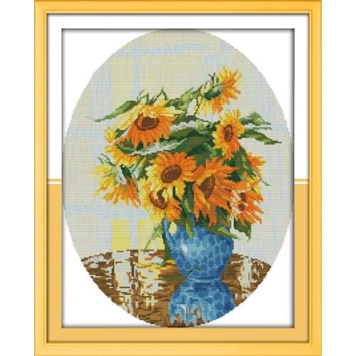 Charming sunflower cross stitch kit flower 18ct 14ct 11ct count printed canvas stitching embroidery DIY handmade needlework