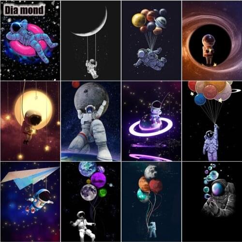 Full Square 5D Diamond Painting Astronaut Mosaic DIY Moon Planet Diamond Embroidery Universe Cross Stitch Home Decor Craft