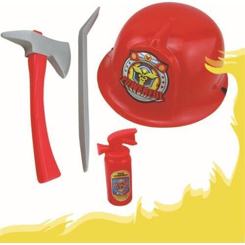 Simulation Police Fireman Engineering Cap Role Playing DIY Children Helmets Caps Toys Sets Baton Walkie Talkies Props toy