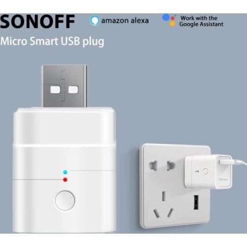 SONOFF Micro 5V Wifi USB Smart Adaptor for eWelink App Remote control Compatible with Alexa Google Home Assistant