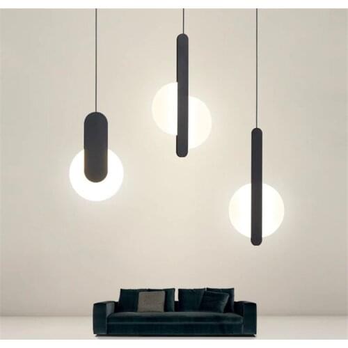 Modern LED pendant lights minimalist restaurant coffee bar living room bedside pendant lamp background wall long line hang lamp