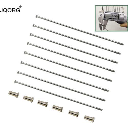 32 Pieces A Lot 10 # 3.2 mm Motorcycle Spokes Straight Pull Head Lighting Sliver Color 304 Stainless Steel Material E-bike Spoke