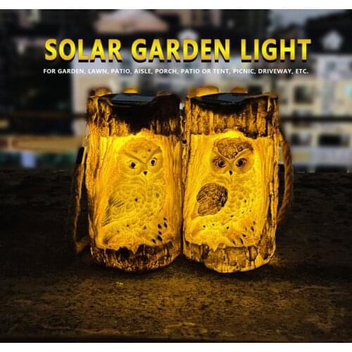 LED Solar Lights Garden Owl Tree Stump Landscape Lights Porch Lawn Hanging Ornament Lamp Creative Outdoor Decorative Lighting