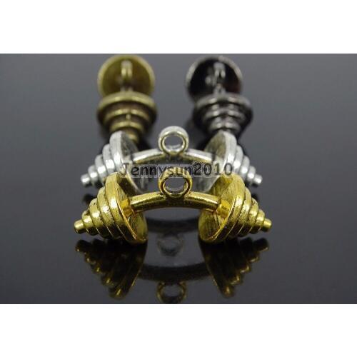 Solid Metal Pointed Stripe Dumbbell 11x30mm Connector Spacer Pendant Charm Bead Findings Silver Gold Bronze Gunmetal 50Pcs/Pack