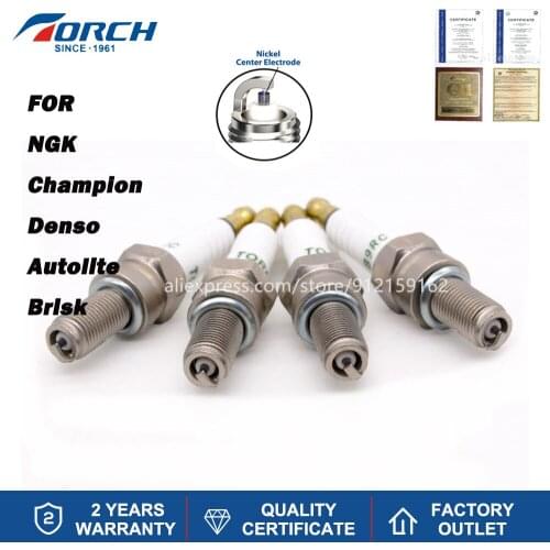 Pack of 4-8) Motorcycle Spark Plug Original TORCH B9RC Alternative NGK CR9E Denso IU27 Champion OE092 Bosch UR08CC Ignition