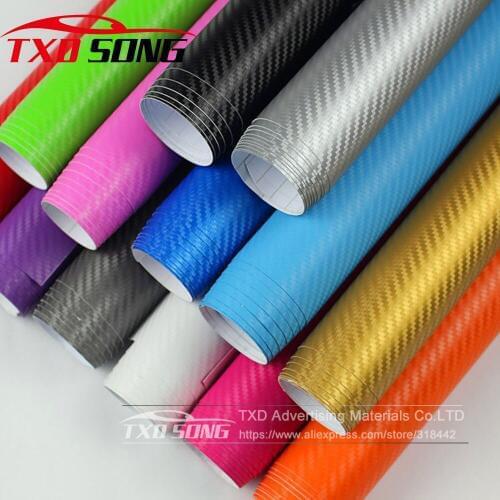 30cmx127cm 3D Carbon Fiber Vinyl Car Wrap Sheet Roll Film Car stickers and Decals Motorcycle Car Styling Accessories Automobiles