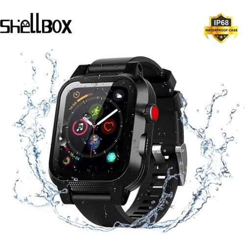 SHELLBOX Waterproof Strap for Apple Watch Series 3 42mm 38 mm Case with Silicone Bracelet for iwatch42 band accessories